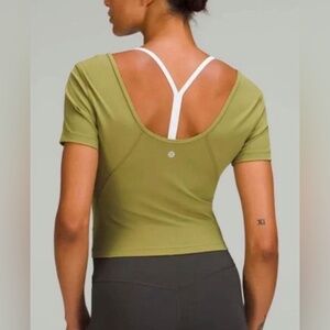 Lululemon Align tee Green Slim fit Cropped length Nulu Sz 2